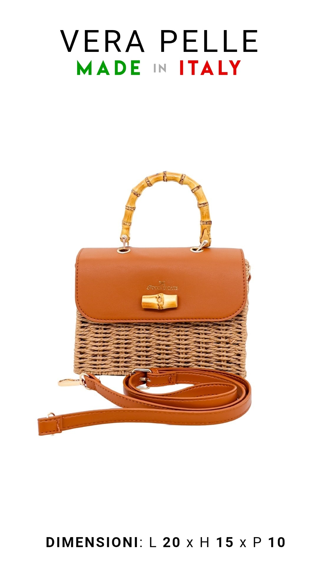 Borsa Top Handle Kimera In Bambù - Rocca Di Capri