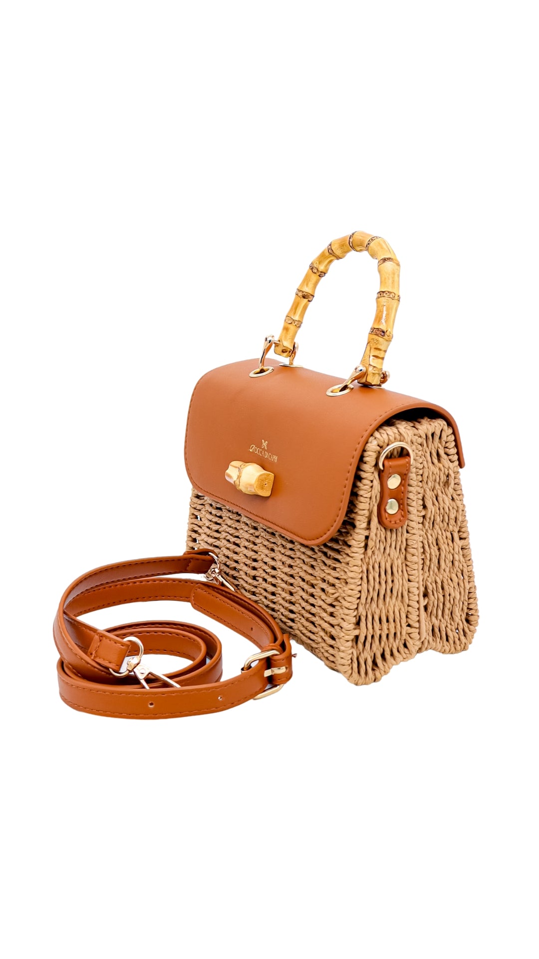 Borsa Top Handle Kimera In Bambù - Rocca Di Capri